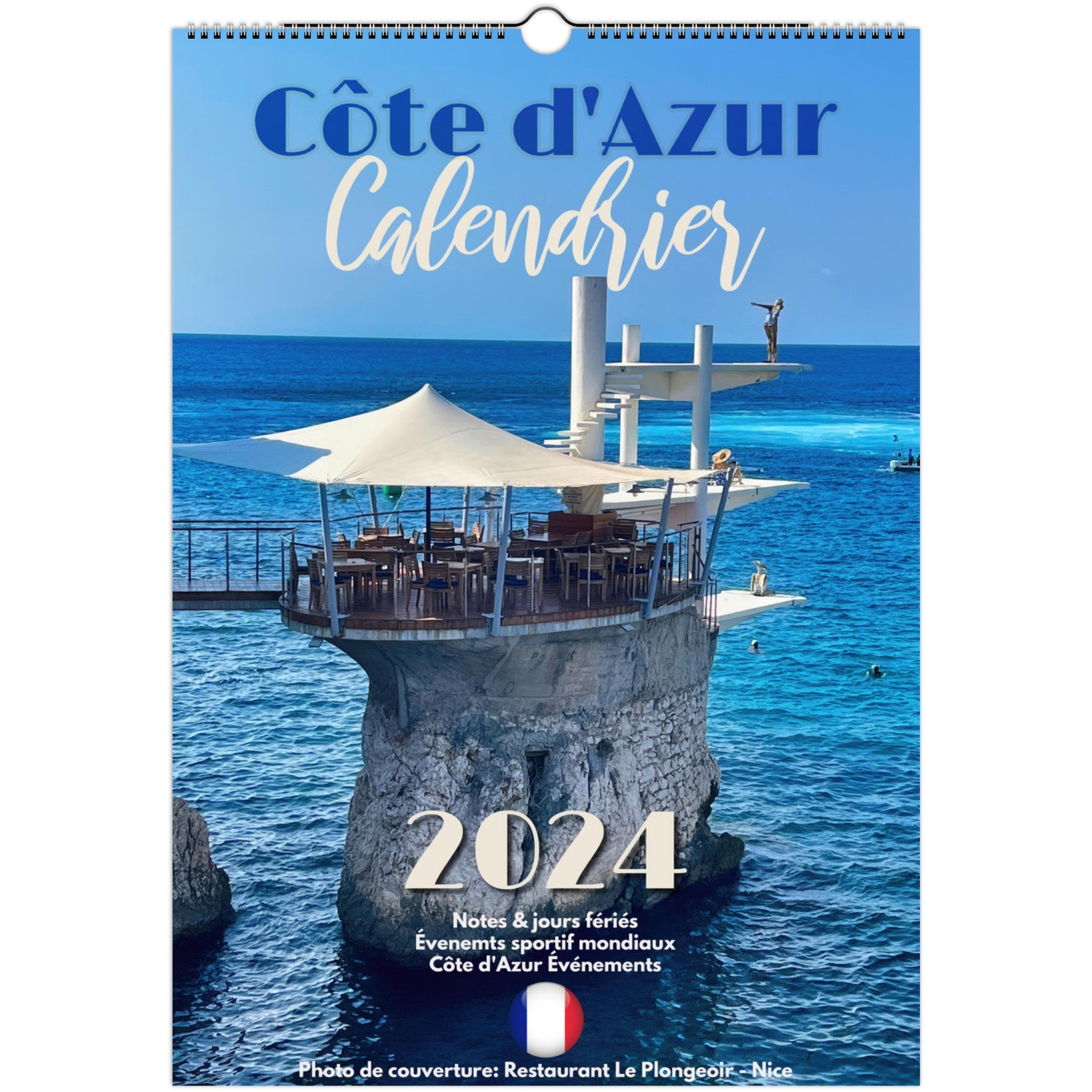 Calendrier mural Côte d'Azur 2024 français (A3) • Tom Townsey Art &  Souvenirs
